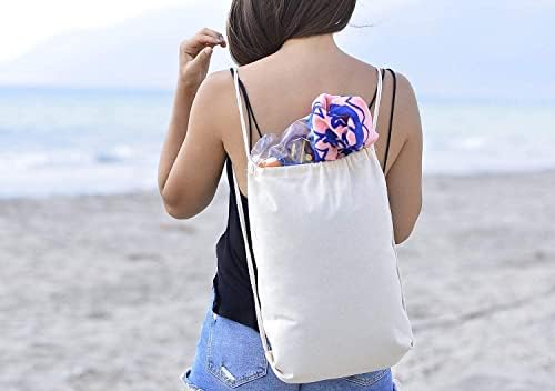 12 Pack Durable Cotton Canvas Drawstring Bags 14x16