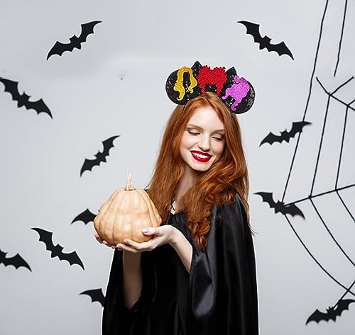 Atvscay Halloween Witch Headband with Mouse Ears