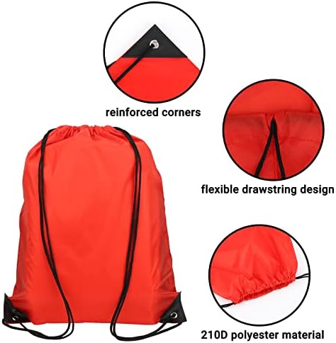 12 Piece Red Drawstring Bags for Gym and Travel