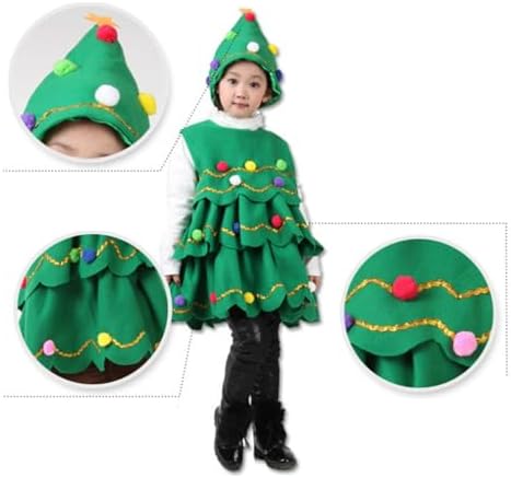 Christmas Tree Costume for Kids Fall Winter Outfit 2Pcs