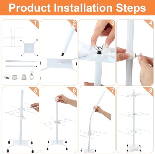 2 Pcs Adjustable Metal Jewelry Display Stand with Hooks 3 Tier White
