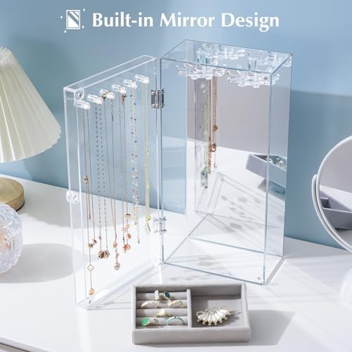 Lolalet Clear Mirror Jewelry Holder Organizer