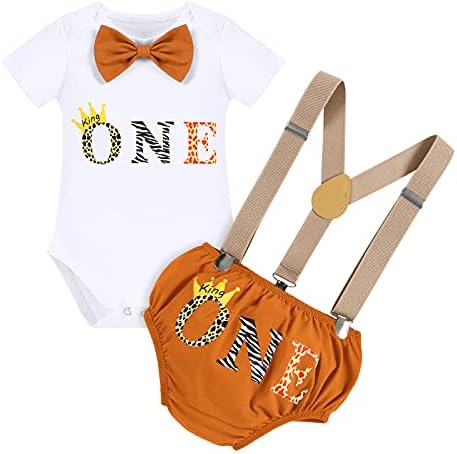 IBTOM CASTLE Baby Boys Lion Safari 1st Birthday Romper Outfit