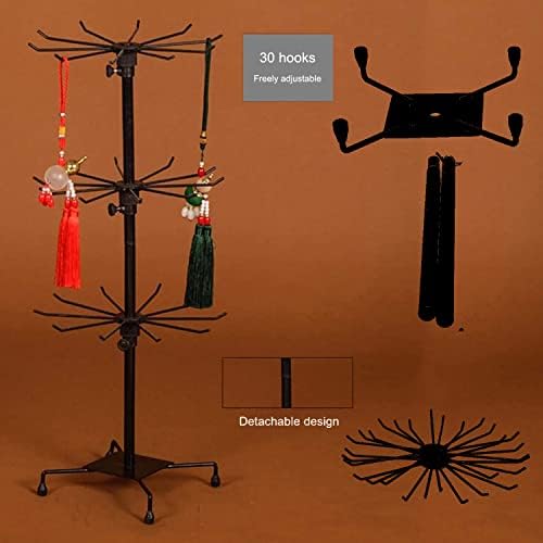 HomeToDou 3 Tier Rotating Jewelry Display Stand with Hooks