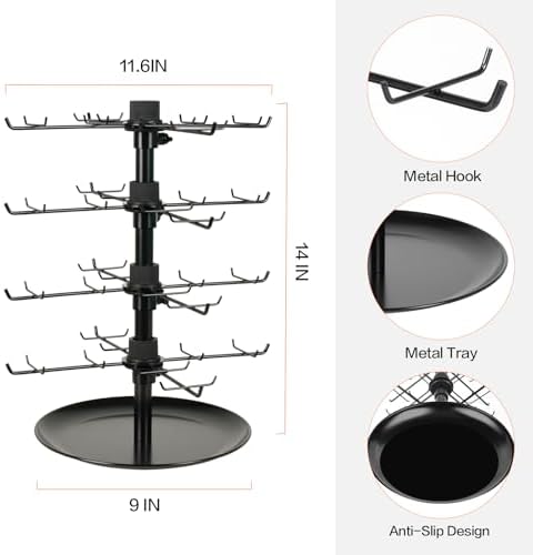 Rotating Earring Display Stand with 80 Hooks