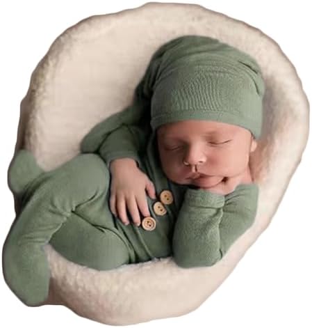 Zeroest Newborn Photography Outfit Set Boy Girl Green 1