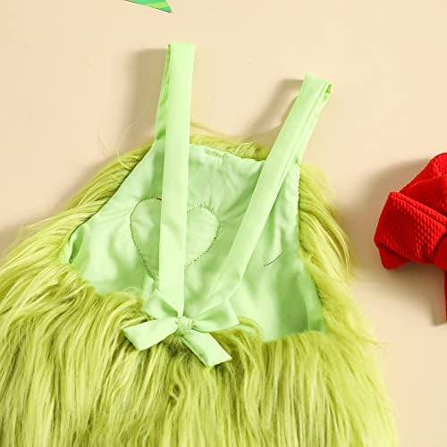 Baby Christmas Costume Santa Claus Green Furry Monster Romper Onesie