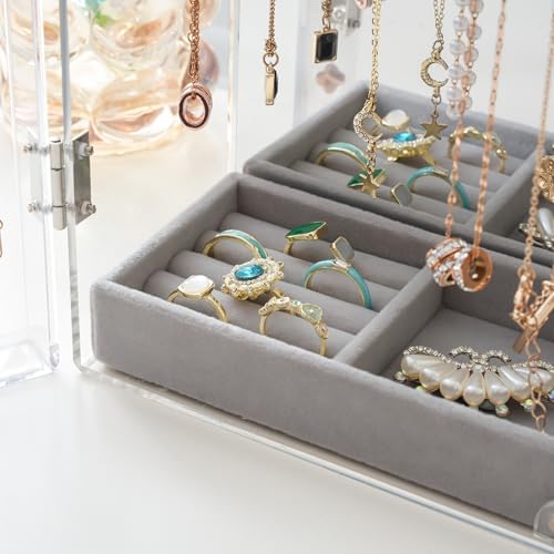 Lolalet Clear Mirror Jewelry Holder Organizer