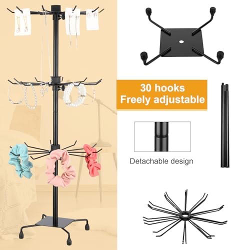 4 Pcs Rotating Jewelry Display Stand with Hooks