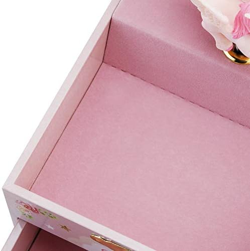 RR Round Rich Design Kids Musical Jewelry Box with Drawer and Unicorn Set - Pink