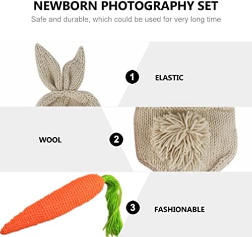 Kisangel Newborn Baby Boy Girl Easter Bunny Crochet Costume Hat Diaper Accessory Set