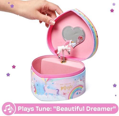 Jewelkeeper Music Jewelry Box for Girls - Heart Shaped Unicorn Design