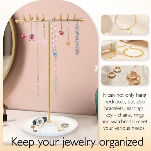 Elegant Jewelry Holder Stand with Base 12 T-Shaped Display Organizer