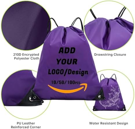 Custom Drawstring Backpacks with Logo and Design Purple