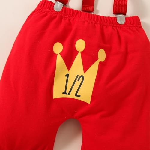 Baby Boy 12nd Birthday Romper Suspenders Bow Tie Set