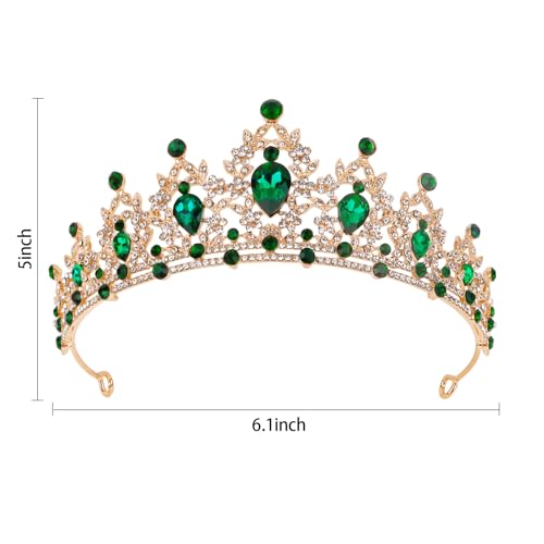 CAVETEE Queen Crown for Women Green Crystal Headband