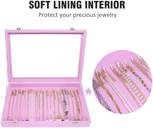 Velvet Necklace Display Jewelry Tray with 20 Hooks