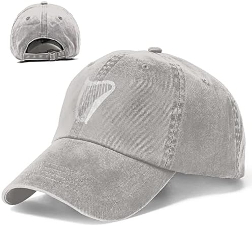 Unisex Adjustable Denim Baseball Cap with Irish Harp Pattern