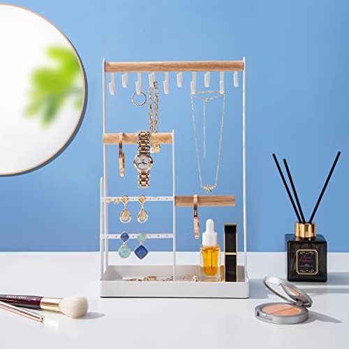 ProCase Jewelry Stand Holder Organizer 4-Tier with Ring Tray - Medium White
