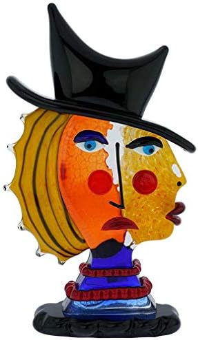Glass Of Venice Murano Glass Picasso Head of A Woman with Black Hat