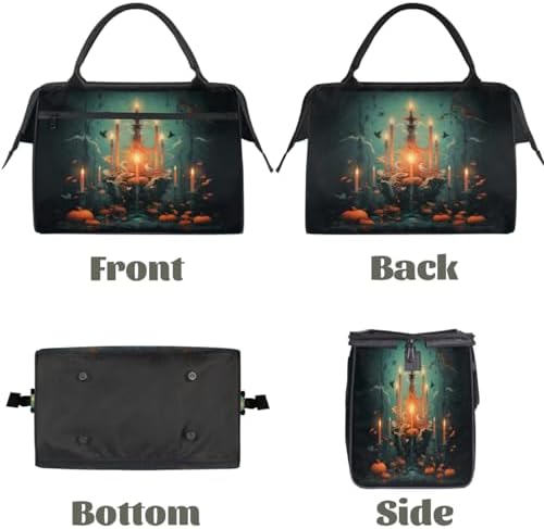 Halloween Pumpkin Candle Print Travel Gym Bag for Women Men