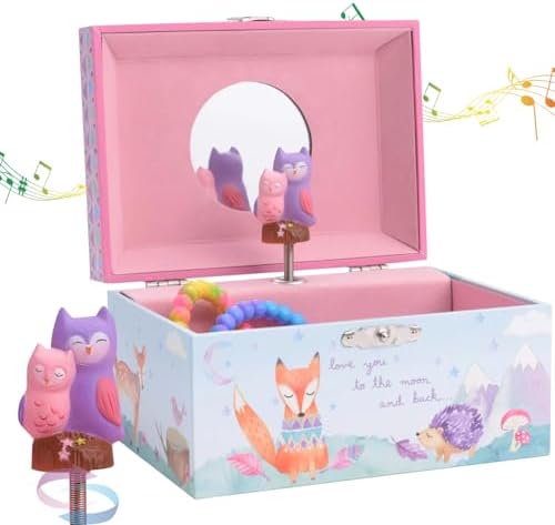 Jewelkeeper Musical Jewelry Box for Girls with Spinning Owls