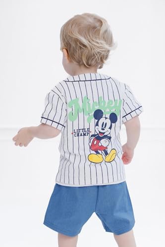 Disney Mickey Mouse Button Down Shirt and Denim Shorts Set for Newborn to 5 Years