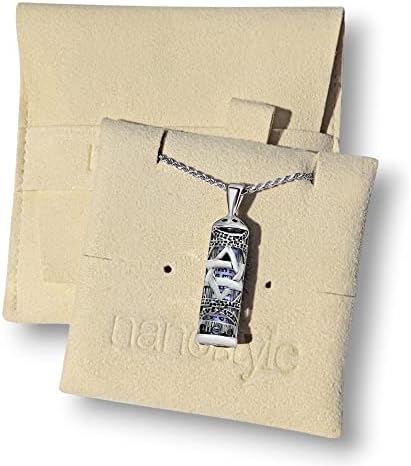 Artist Unknown Mezuzah Pendant Necklace with Star of David and Scroll