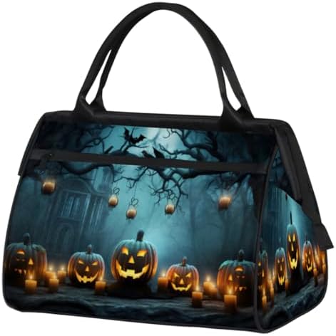 Halloween Pumpkin Bat Candle Tree Gym Bag for Women Men