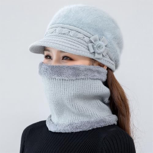 Floral Braided Hat with Satin Lined Thermal Scarf Set