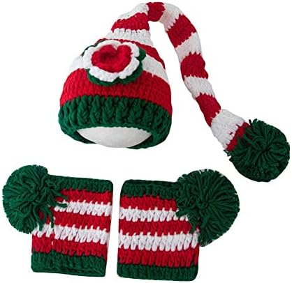 Vemonllas Newborn Baby Christmas Photo Hat Socks Boy Girl Knit