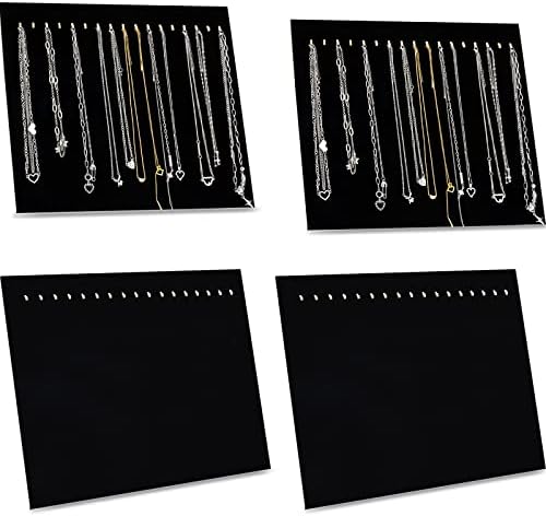 Juexica 4 Pack Velvet Necklace Display Stands with 17 Hooks