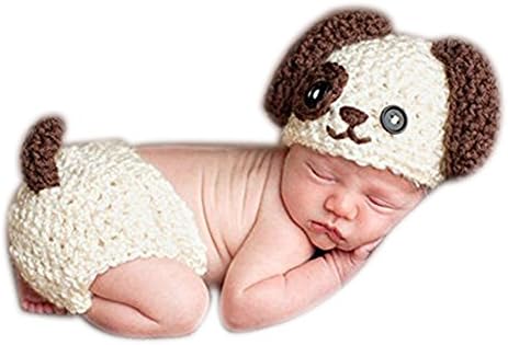 Vemonllas Baby Photo Props Crochet Puppy Hat and Pants Outfit