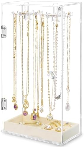 24 Hooks Acrylic Jewelry Organizer for Necklaces and Earrings
