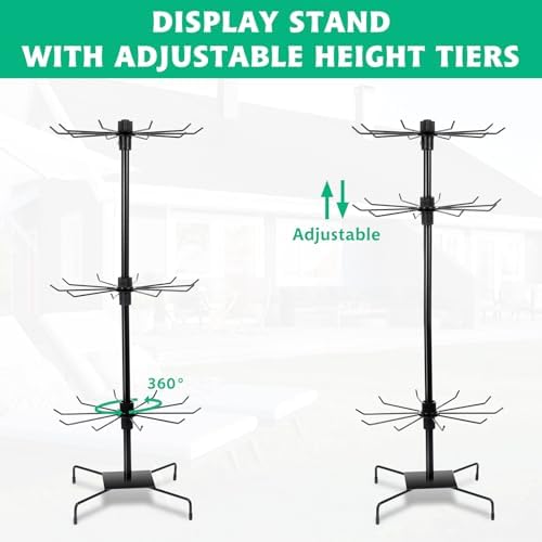 2 Pcs Rotating Jewelry Display Rack with Hooks for Earrings and Necklaces