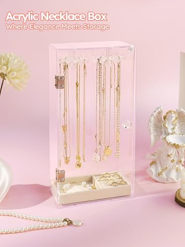 24 Hooks Acrylic Jewelry Organizer for Necklaces and Earrings
