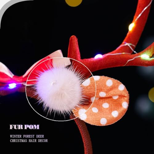 Fdesigner Light Up Reindeer Headband Brown Christmas Accessory