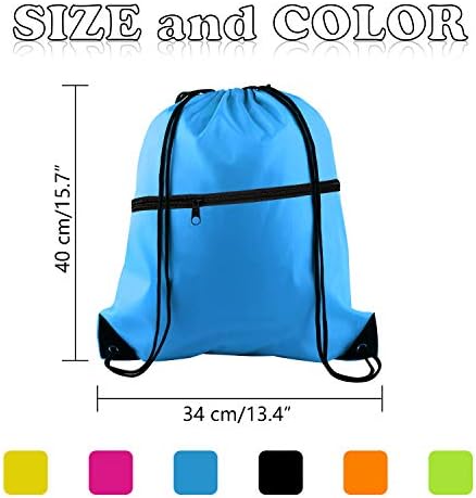 KUUQA 12Pcs Drawstring Gym Bag with Zipper Pocket