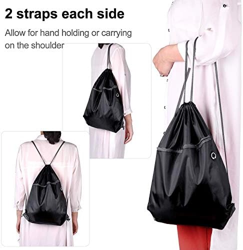 KUUQA 12Pcs Drawstring Backpack Bags with Zipper Pocket and Headphone Hole