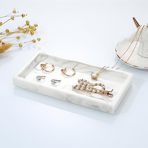Emibele White Marble Bathroom Vanity Tray 8 Small