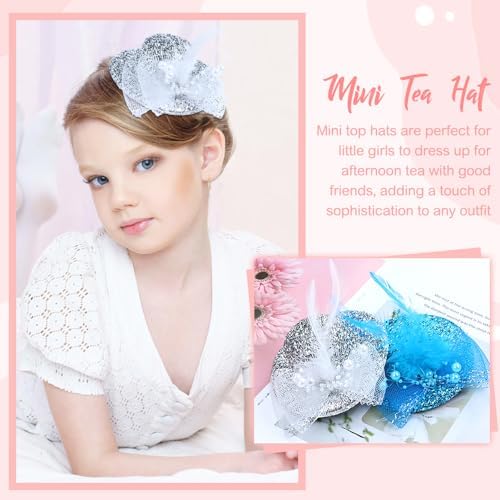 inSowni 6 Piece Feather Mini Fascinator Hats for Kids and Women