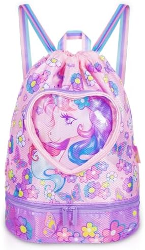YOYTOO Drawstring Backpack for Girls - Unicorn Theme Waterproof Gym Bag