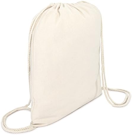 DALIX Canvas Drawstring Backpack 12 Pack Natural