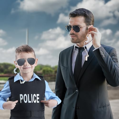ERDOGLY Spy Earpiece Headphones and Black Sunglasses Set