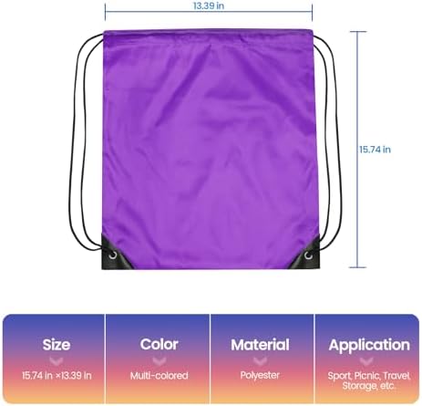 HYTHOZO Drawstring Bags 24pcs Purple Gym Bag Set