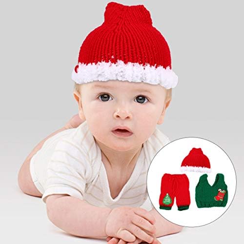Baby Knitted Christmas Photo Outfit Set for Newborn to 13 Days
