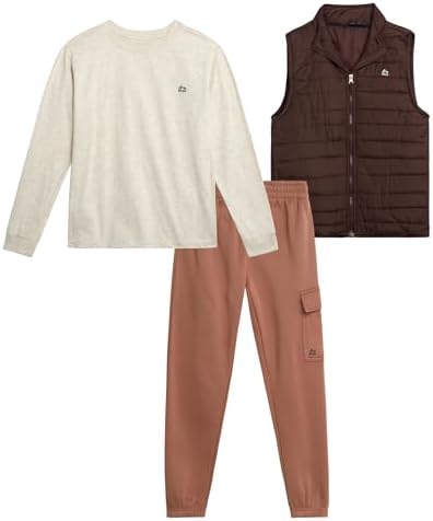 RBX Boys Jogger Set 3 Piece Zip Puffer Vest