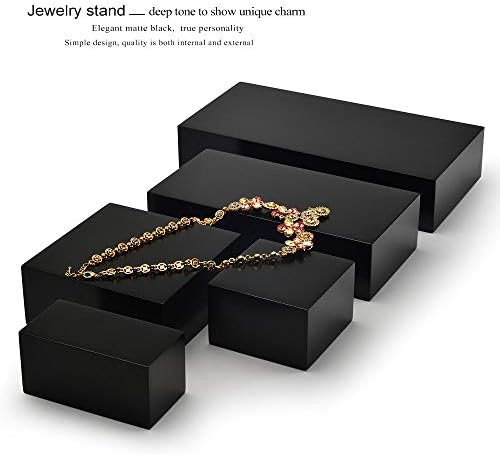 Oirlv Solid Wood Jewelry Display Stand Showcase Organizer Black Square Holder