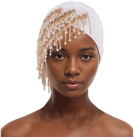 Beaded Rhinestone Turban Hat for Women 2025
