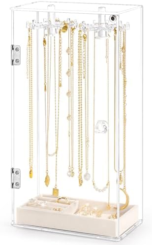 Acrylic Necklace Holder with 24 Rotatable Hooks